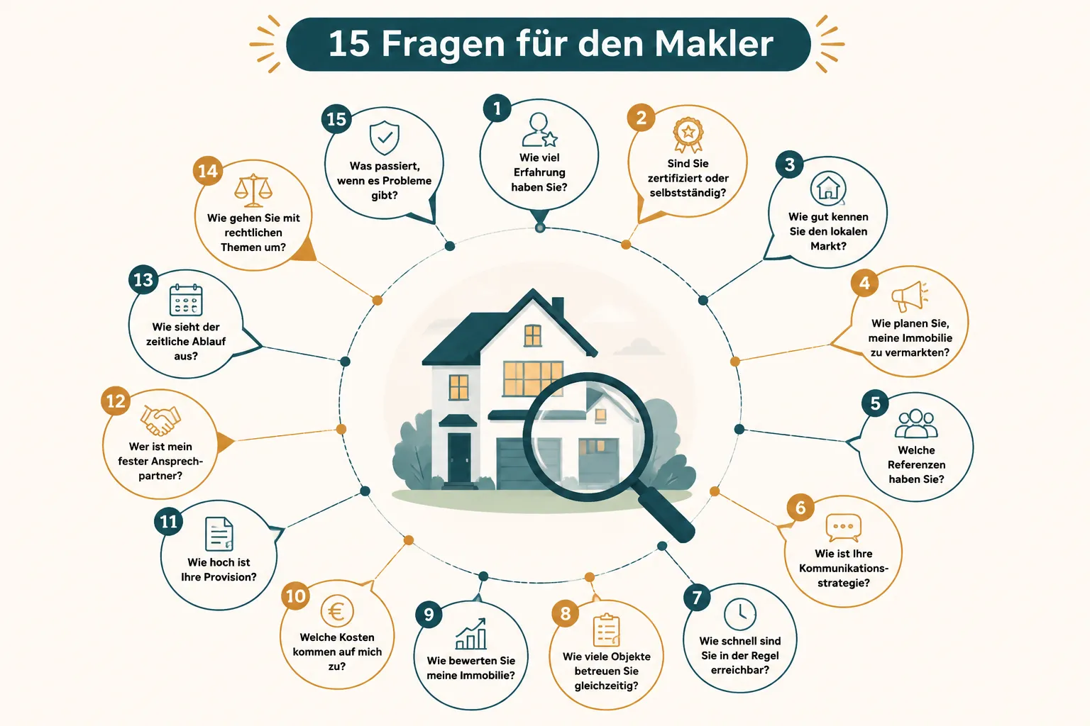 Immobilienmakler finden: Objektive Checkliste und 15 Fragen für die Auswahl des richtigen Partners 2 15 Fragen für das Erstgespräch mit dem Makler