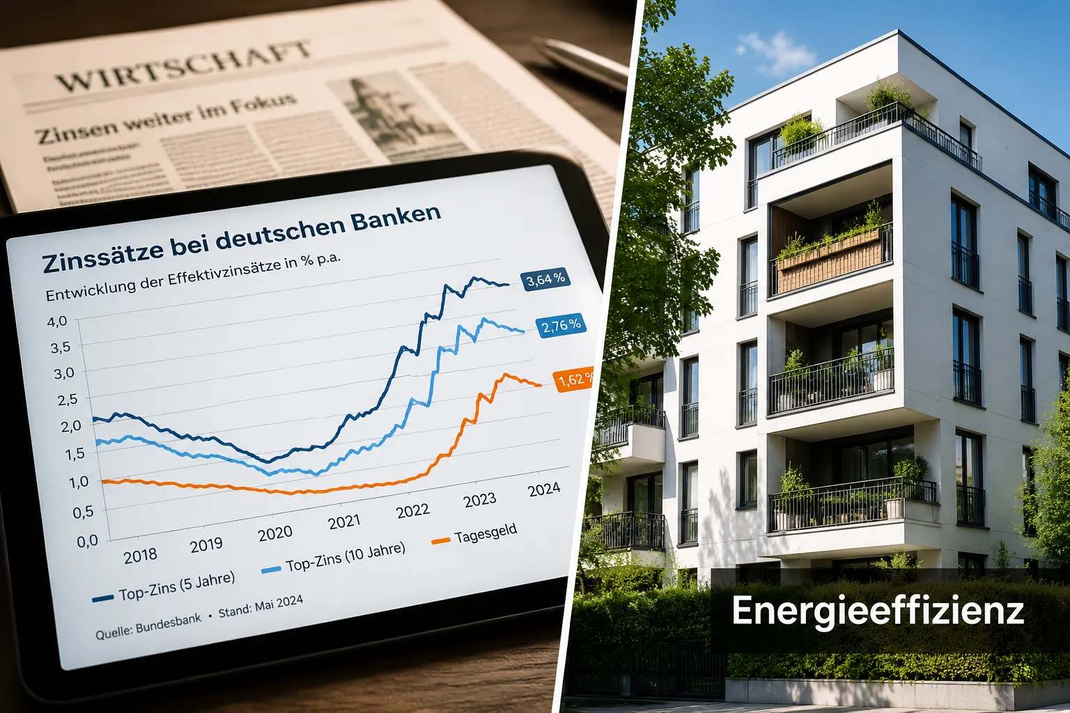 Immobilienmarkt Trends 2024 in Deutschland: Zinsen, Angebot und Energieeffizienz als neue Kaufkriterien 1 Aktuelle Bauzinsen in Deutschland 2024: Was Käufer wissen müssen
