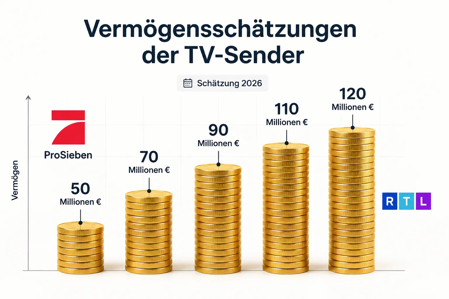 Vermögen Stefan Raab: Biographie, Karriere und das Millionen-Vermögen des deutschen Entertainers 1 Editorial () flat-vector infographic illustration in bright pastel tones — gold coins stacked in ascending columns