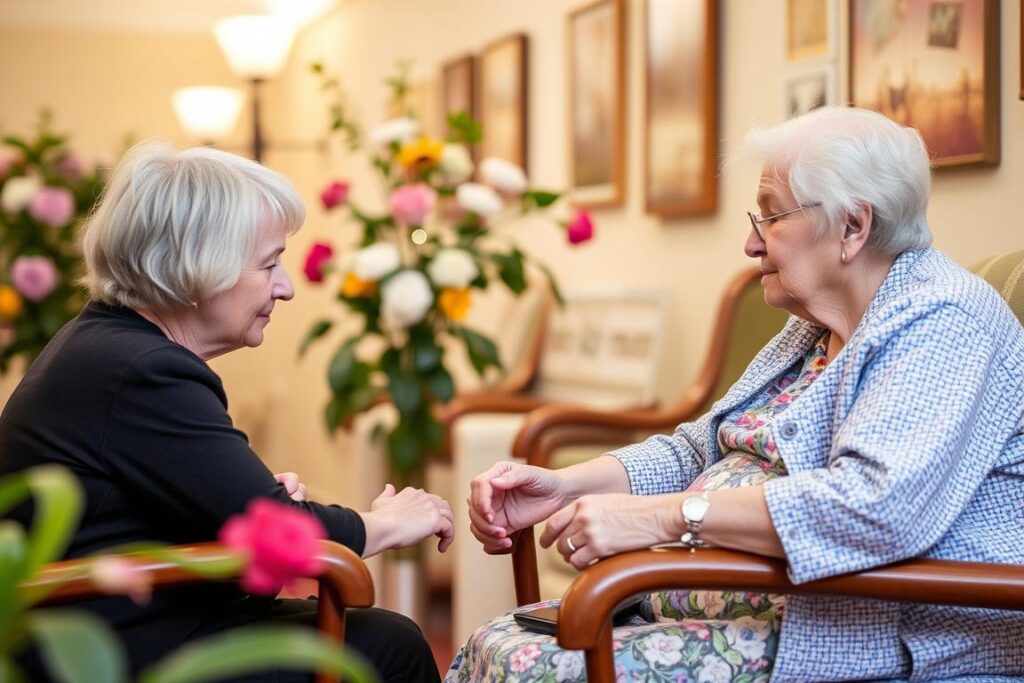 Ein Pflegeheim, das eine freundliche Atmosphäre bietet Ein Pflegeheim, das eine freundliche Atmosphäre bietet