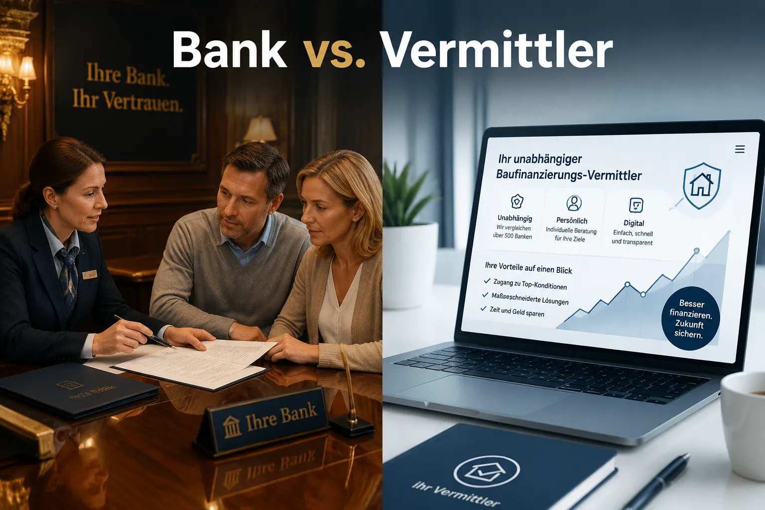 Beste Immobilienfinanzierung finden: Banken, Vermittler oder Direktkredit – Vor- und Nachteile im Vergleich 1 Hausbank vs. Kreditvermittler: Was ist der Unterschied?