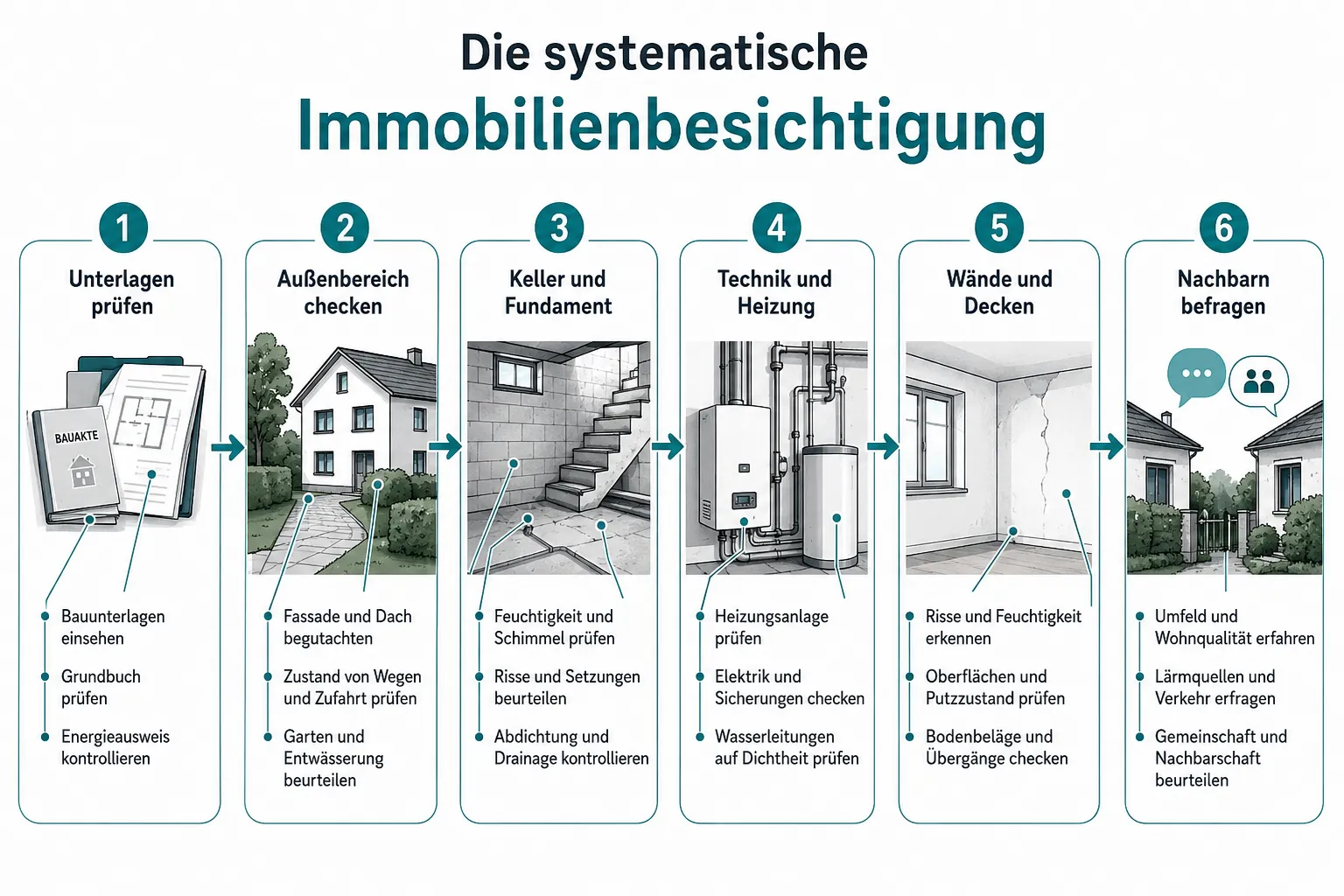 Immobilienbesichtigung für Käufer: Detaillierte Checkliste und Profi-Tipps über die Standardfragen hinaus 1 Immobilienbesichtigung Checkliste: Was darf ich nicht vergessen