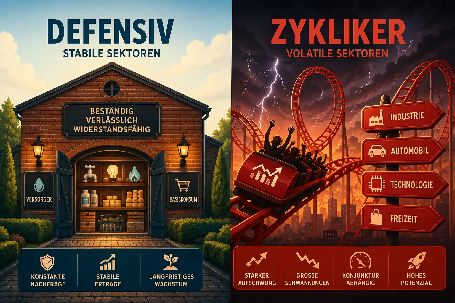 Defensive Aktien bei Rekordständen: Wann lohnt der Umschichtungs-Exit aus Zyklikern? 1 Ist es jetzt der richtige Zeitpunkt, um aus Zyklikern auszusteigen?