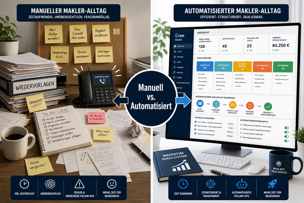 Makler-CRM im Alltag: 20 Automationen, die Ihnen täglich Zeit sparen (Follow-ups, Wiedervorlagen, Kampagnen) 1 Key Takeaways