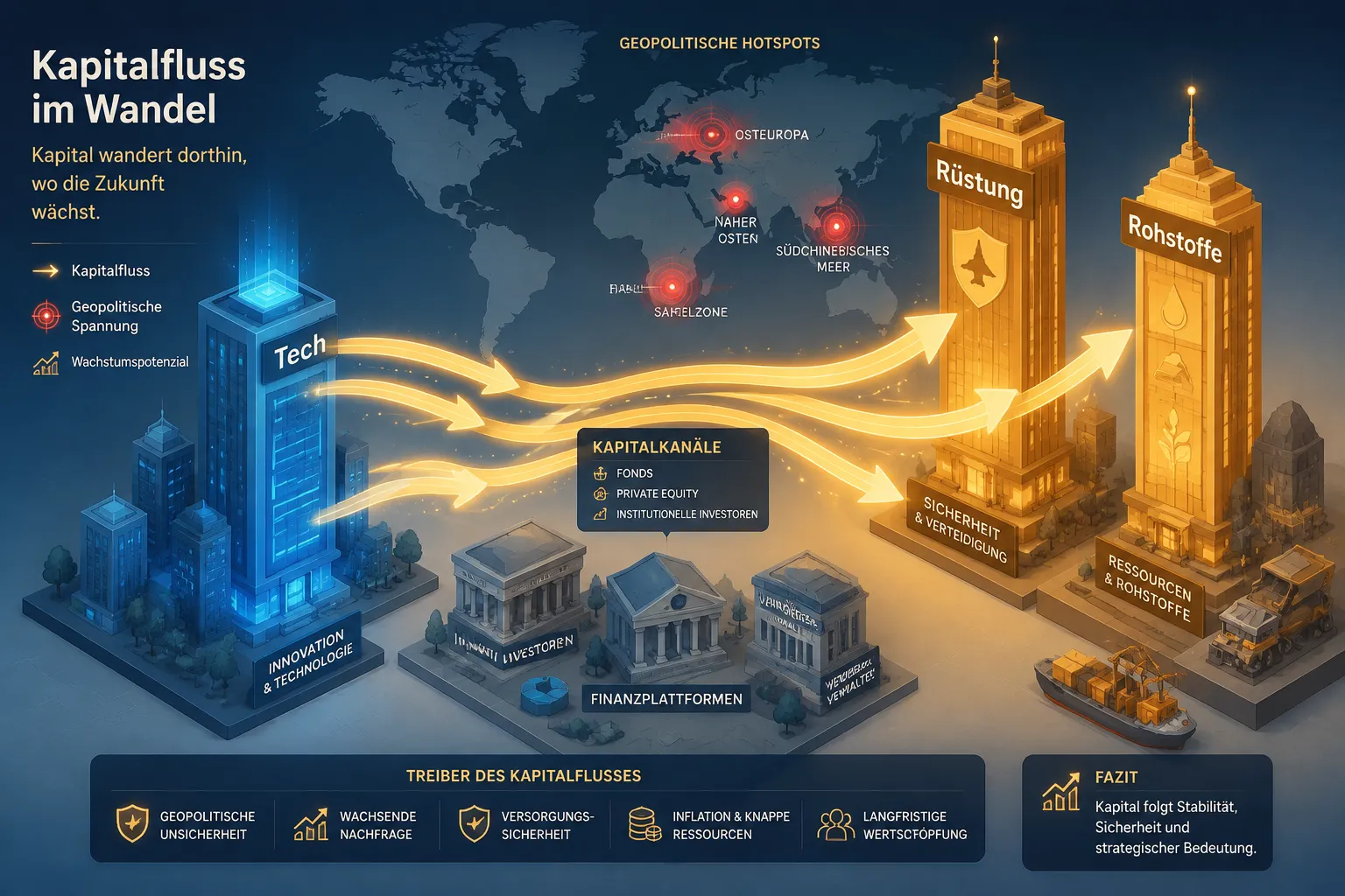 Sektorrotation verstehen: Von Tech zu Rüstung und Rohstoffen in geopolitisch unsicheren Zeiten 1 Key Takeaways