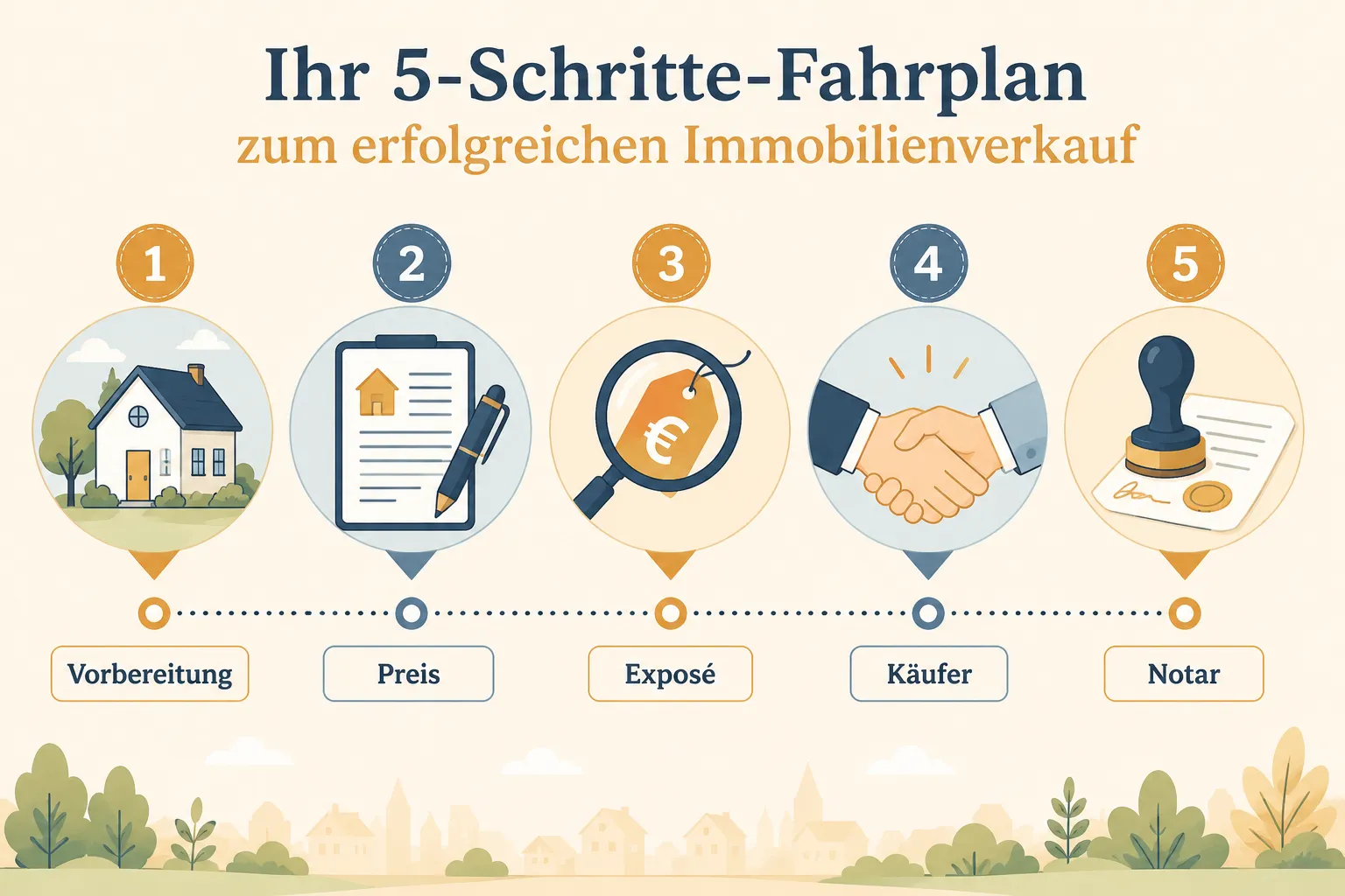 Immobilie verkaufen Anleitung: Von Vorbereitung bis Notartermin – der komplette Fahrplan für Privatverkäufer 1 Key Takeaways
