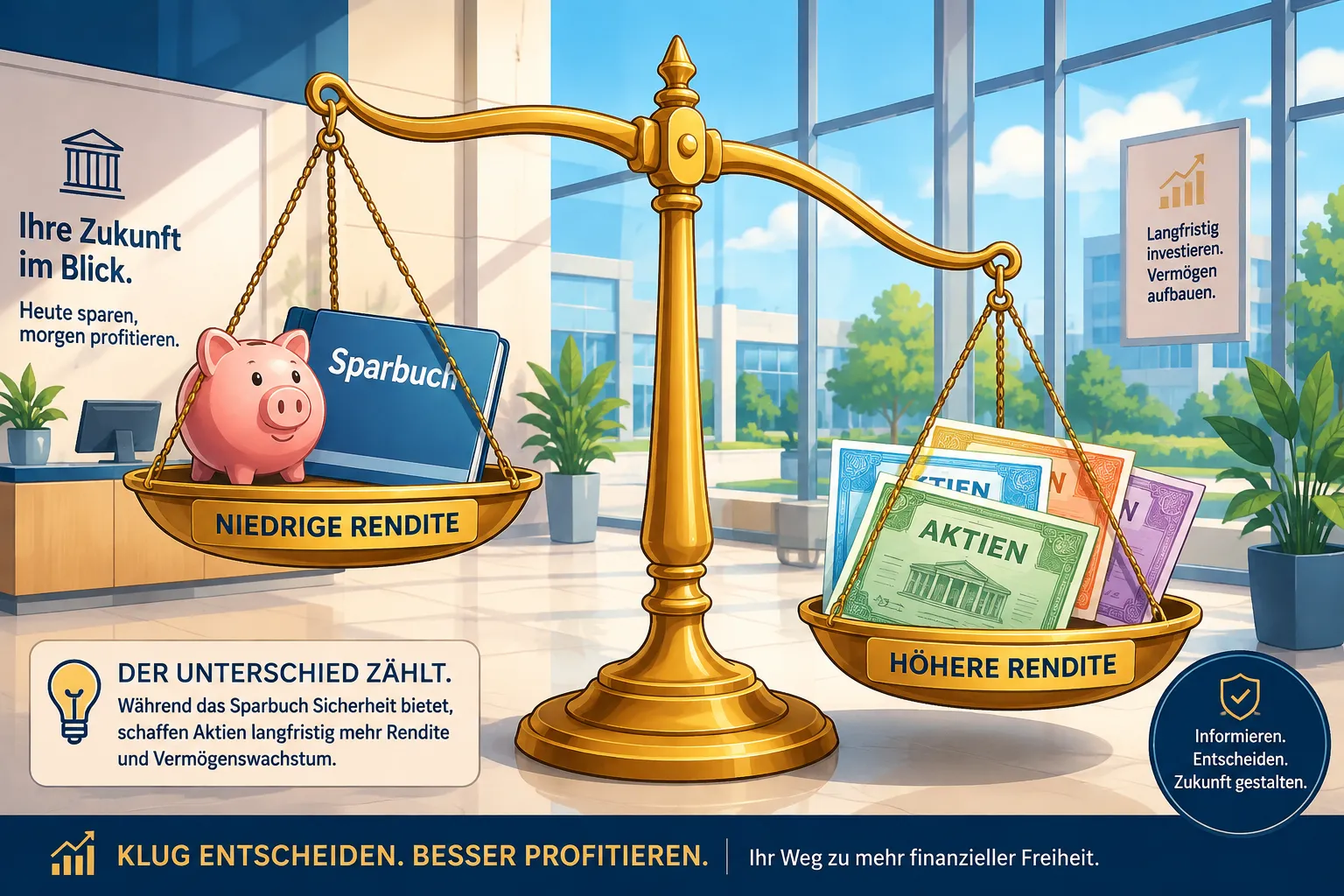 Aktie vs. Sparbuch und Tagesgeld: Warum Wertpapier-Risiko oft überschätzt wird 1 Key Takeaways