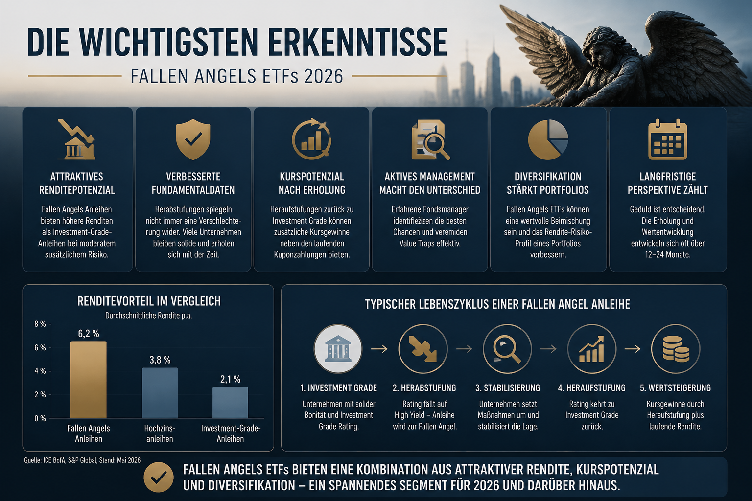 Fallen Angels ETFs: Rendite mit herabgestuften Anleihen 1 Professional infographic for article "Fallen Angels ETFs: Rendite mit herabgestuften Anleihen – Der vollständige Leitfaden