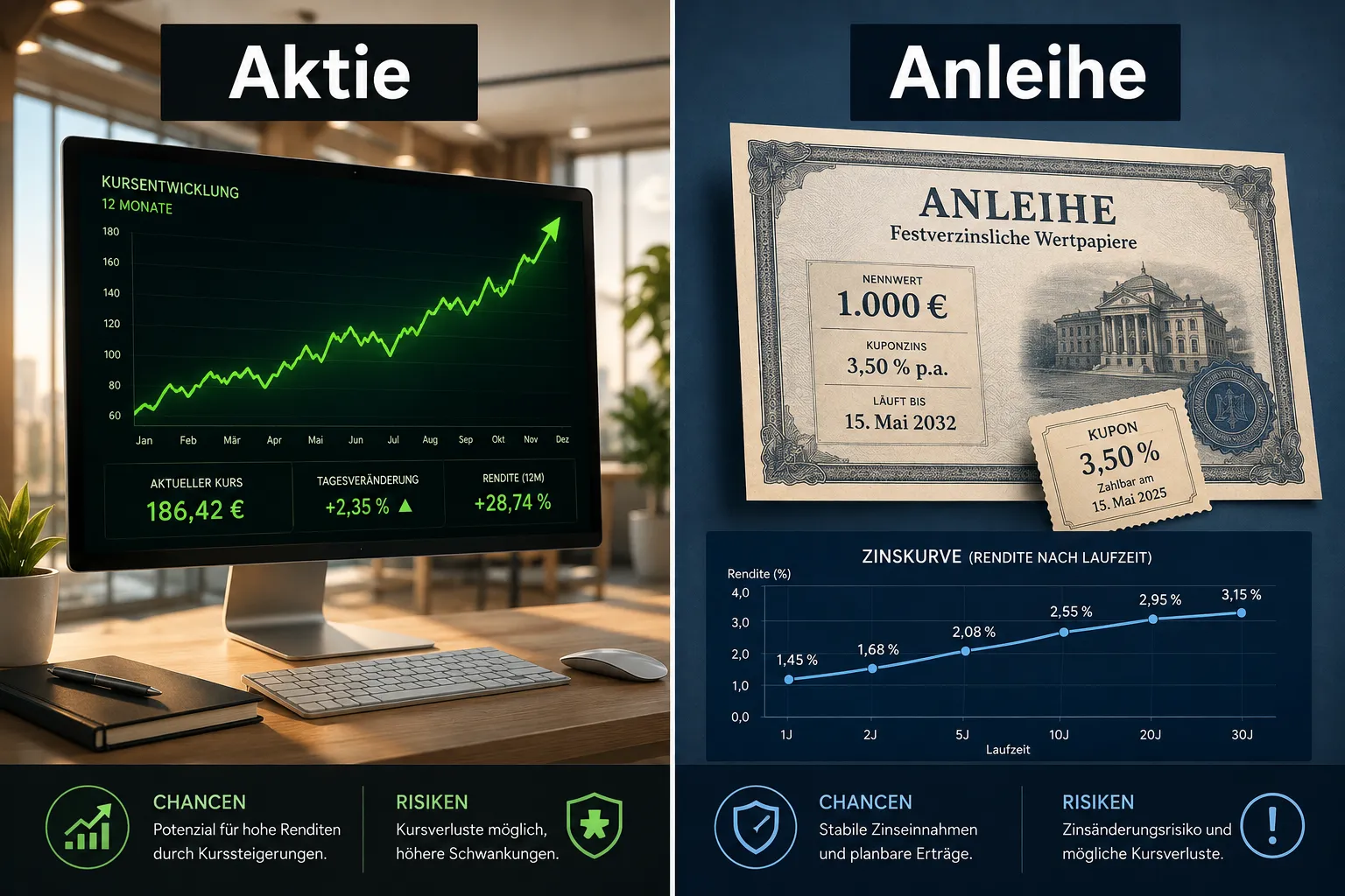 Aktie oder Anleihe im Niedrigzins- und Inflationsumfeld: Welche Rolle Anleihen heute noch im Depot spielen 1 Sollte man das Depot noch mit Anleihen diversifizieren?