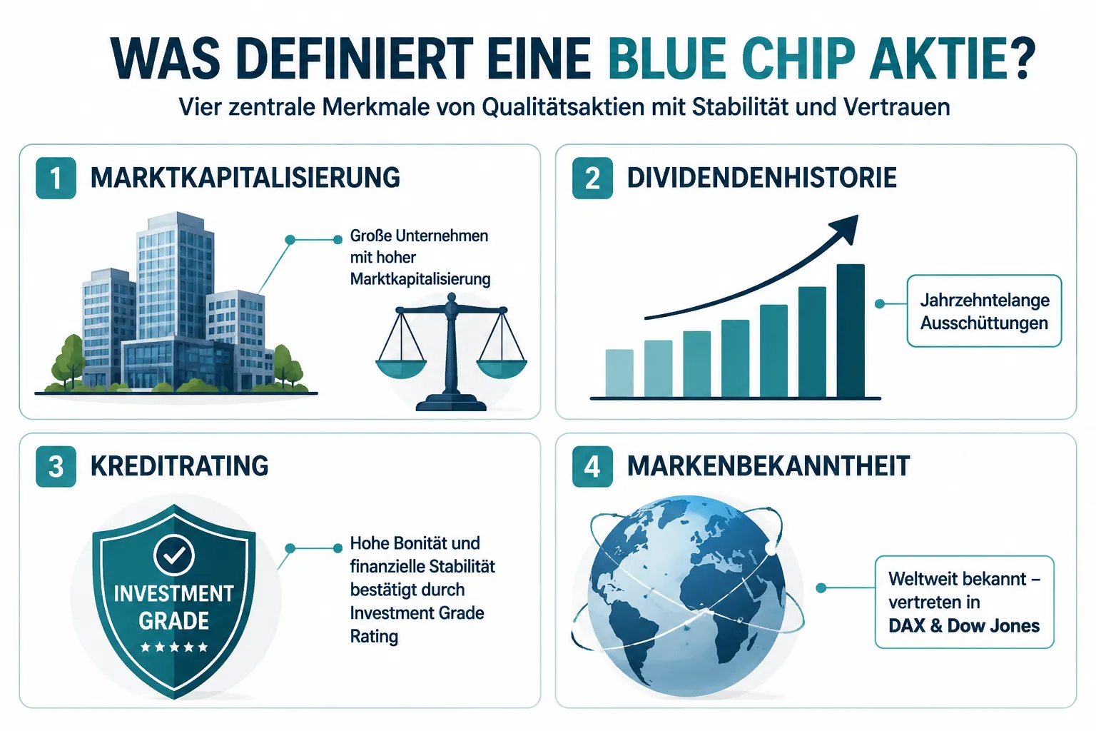 Blue Chip Stocks Explained: Why Quality Companies Anchor a Volatile Portfolio 1 Was genau sind Blue Chip Aktien und wie erkennt man sie?