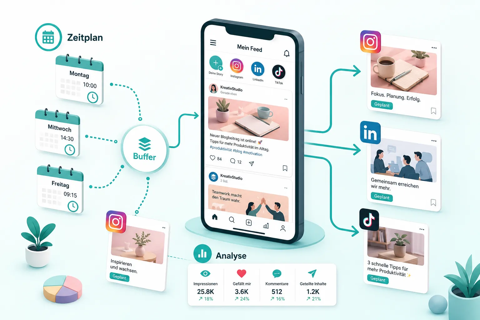 Buffer: Social-Media-Beiträge im Voraus planen und wertvolle Zeit sparen 1 Was ist Buffer und wie funktioniert es?