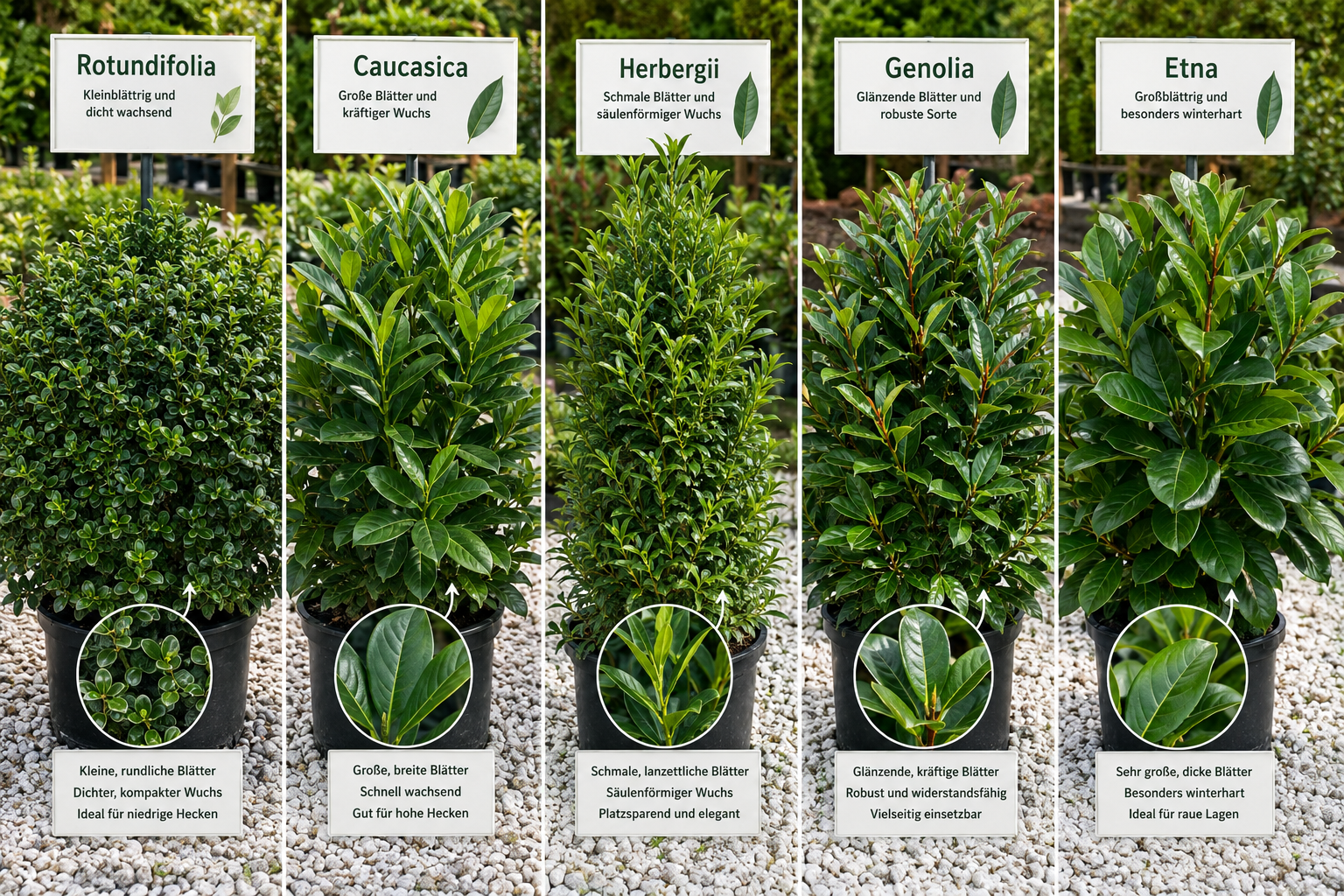 Kirschlorbeer Hecke kaufen: Welche Sorte passt zu Ihrem Garten? 1 Welche Kirschlorbeer-Sorten gibt es und welche passt zu mir?