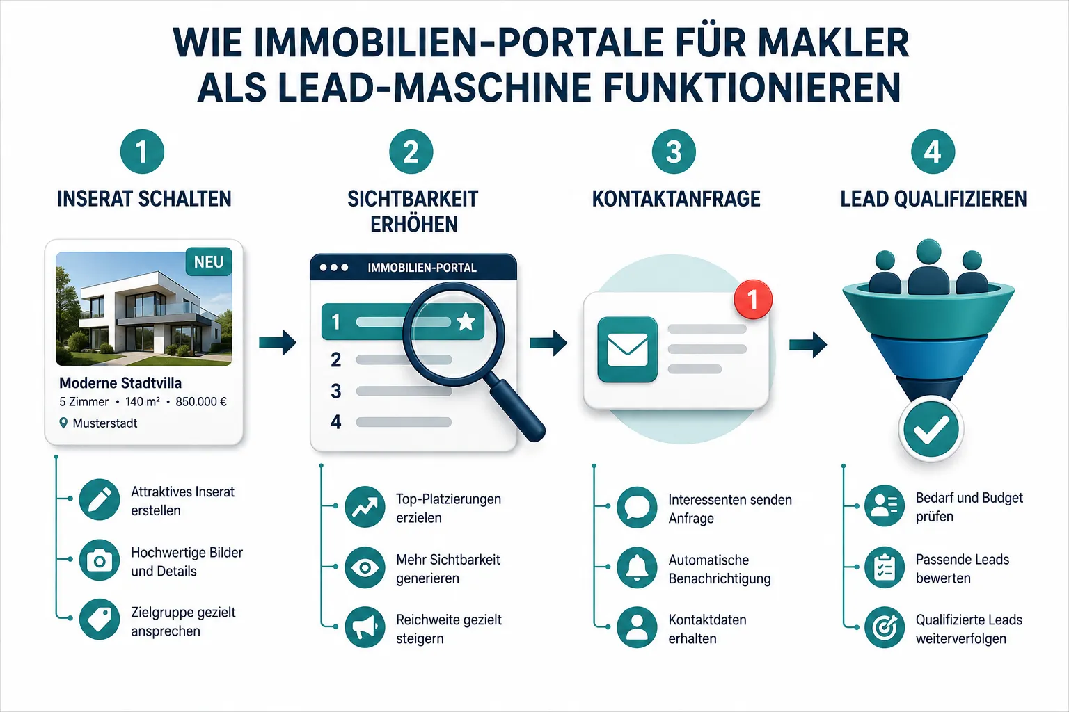 Immobilien-Portale für Makler: So generieren Sie 2026 mehr Leads über Reichweite und Sichtbarkeit 1 Welche sind die besten Immobilien-Portale für Makler 2026?