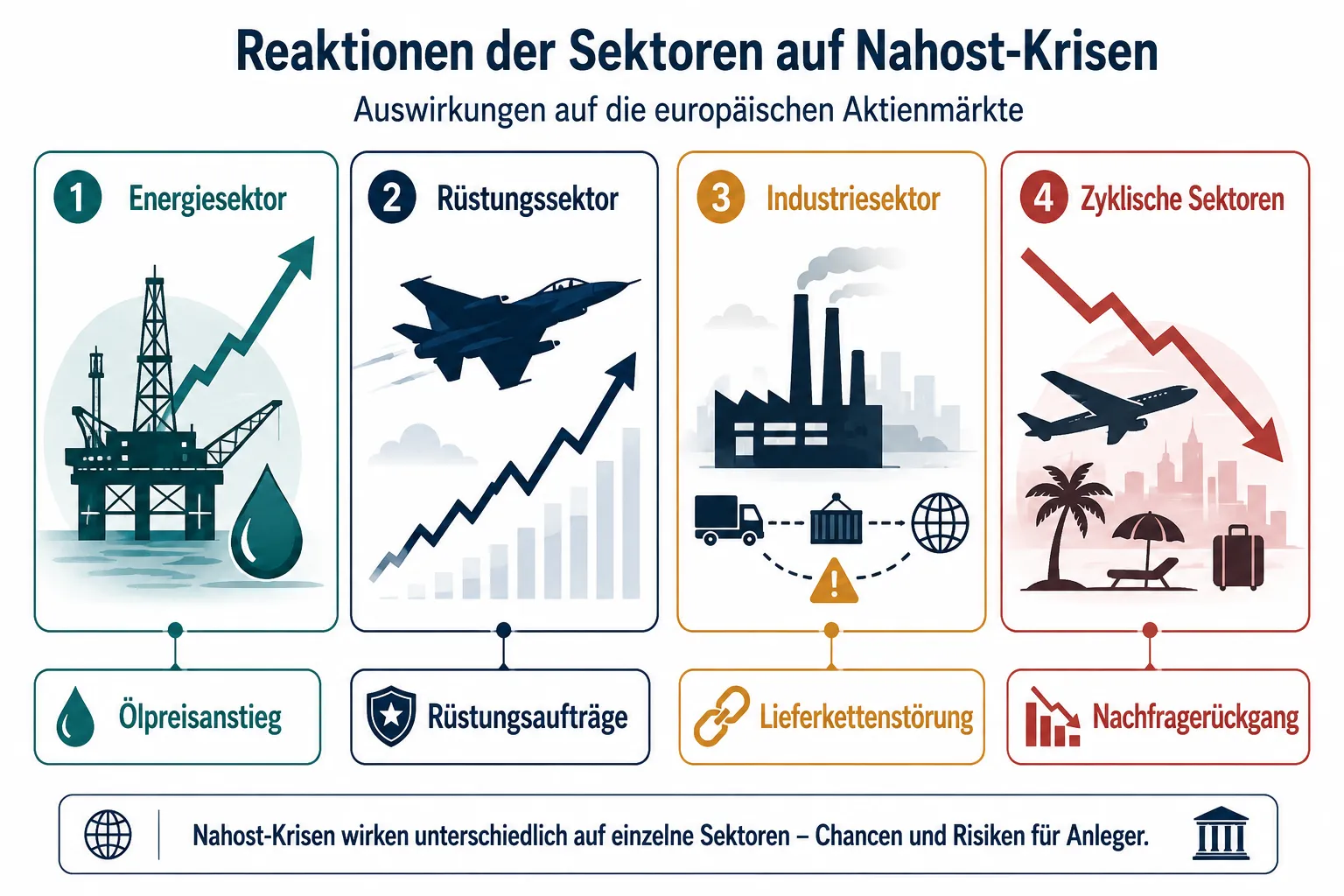 Langfristige Auswirkungen von Nahost-Krisen auf europäische Aktiensektoren: Energie, Industrie, Rüstung 1 Wie beeinflussen Nahost-Krisen langfristig europäische Energiepreise und Ölkonzerne
