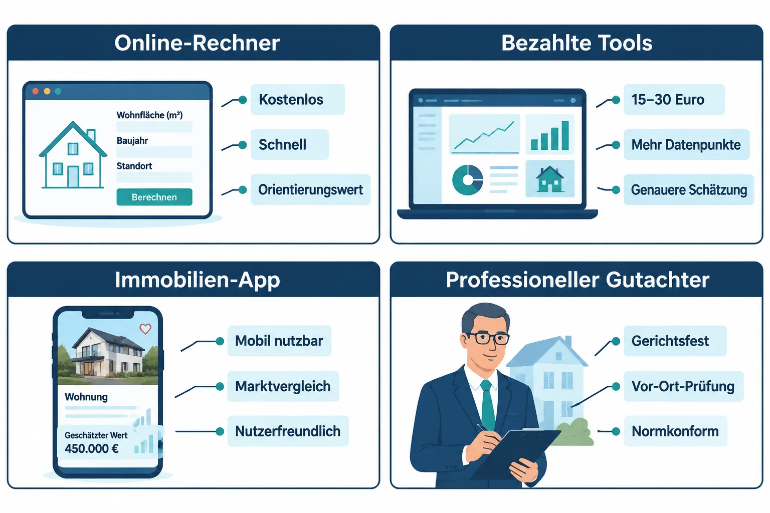 Immobilienbewertung Tools im Vergleich: Online-Rechner, App-Bewertungen und professionelle Gutachter im Praxistest 1 Wie funktioniert ein Online-Immobilienrechner?