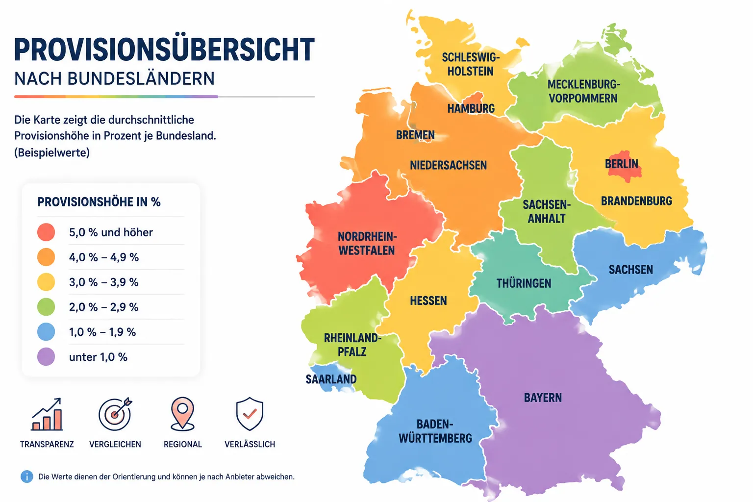 Immobilienmakler Provisionen 2024: Aktuelle Sätze, regionale Unterschiede und 7 Verhandlungstipps 1 Wie unterscheiden sich die Maklergebühren in verschiedenen deutschen Regionen?