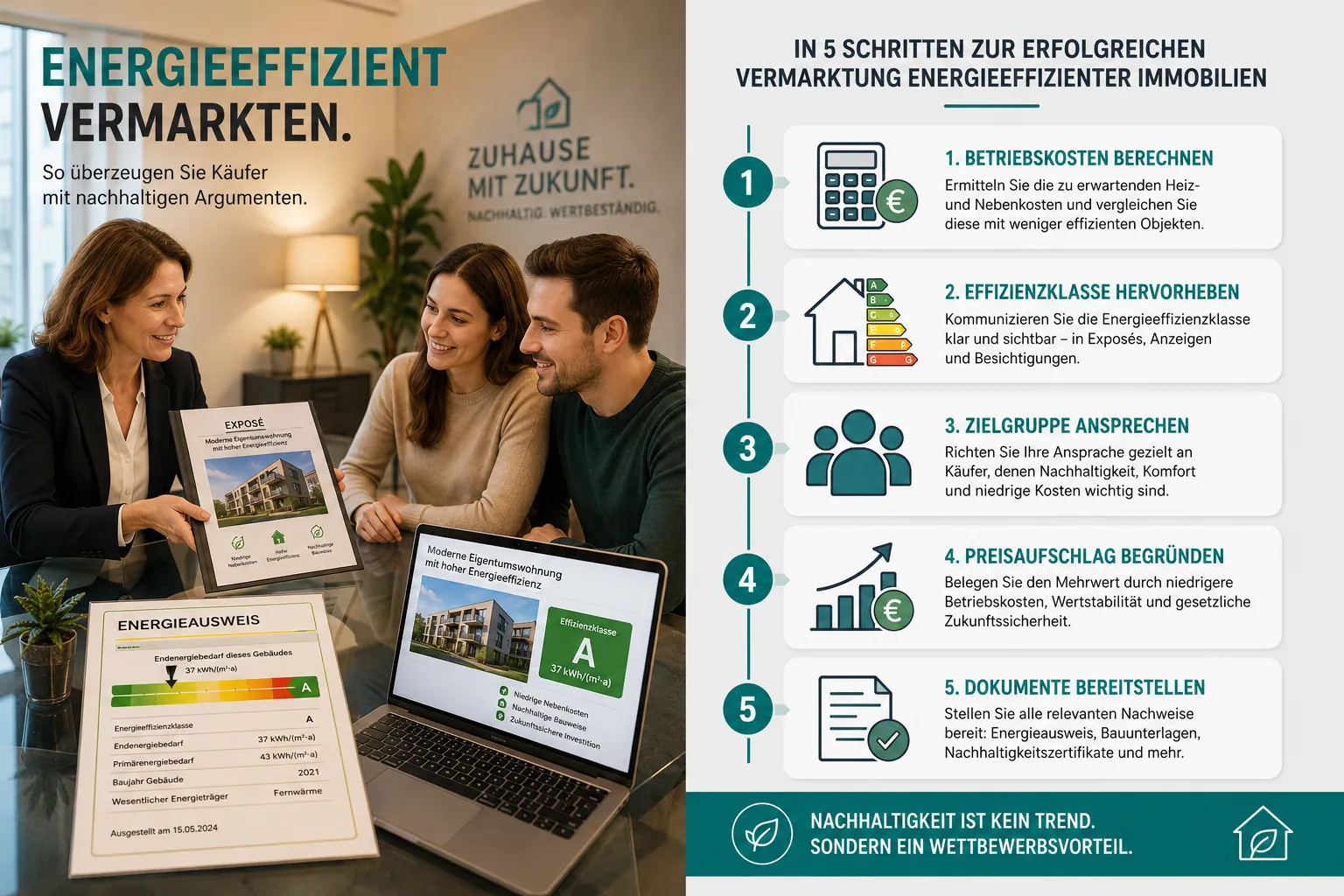 Energieeffiziente Wohnungen verkaufen: Vermarktungstipps für Makler mit Fokus auf Preisaufschläge 2 Wie vermarktet man energieeffiziente Wohnungen erfolgreich?