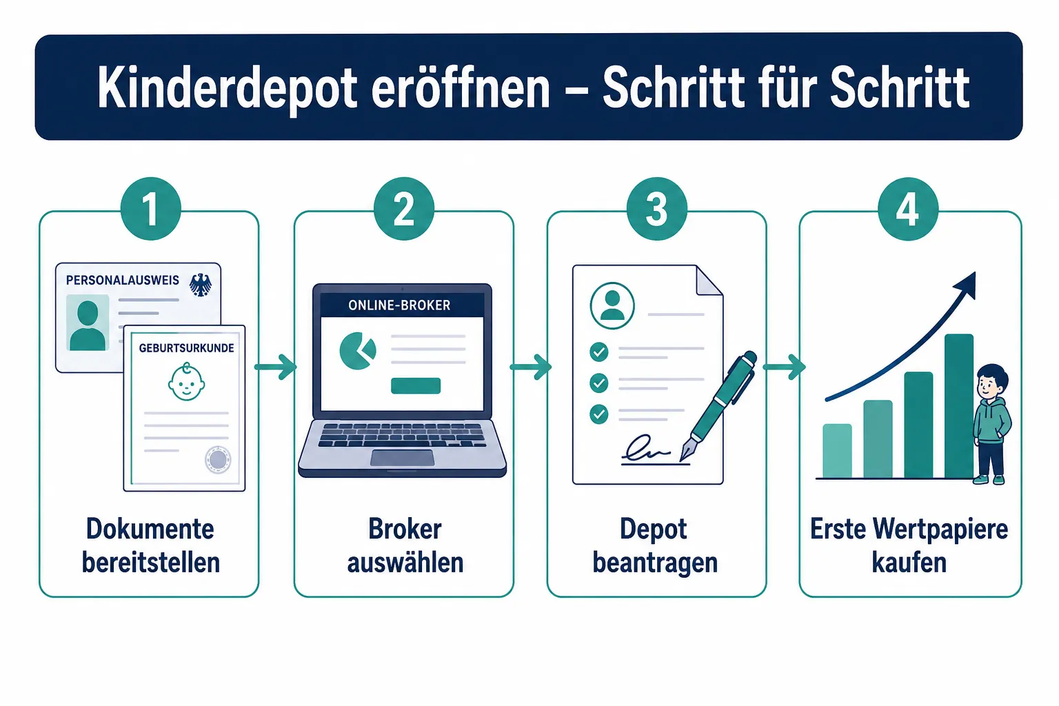 Erste Aktie kaufen für Jugendliche: Was Eltern rechtlich und finanziell beachten müssen 1 Braucht man ein Depot für Jugendliche und wie eröffnet man das?
