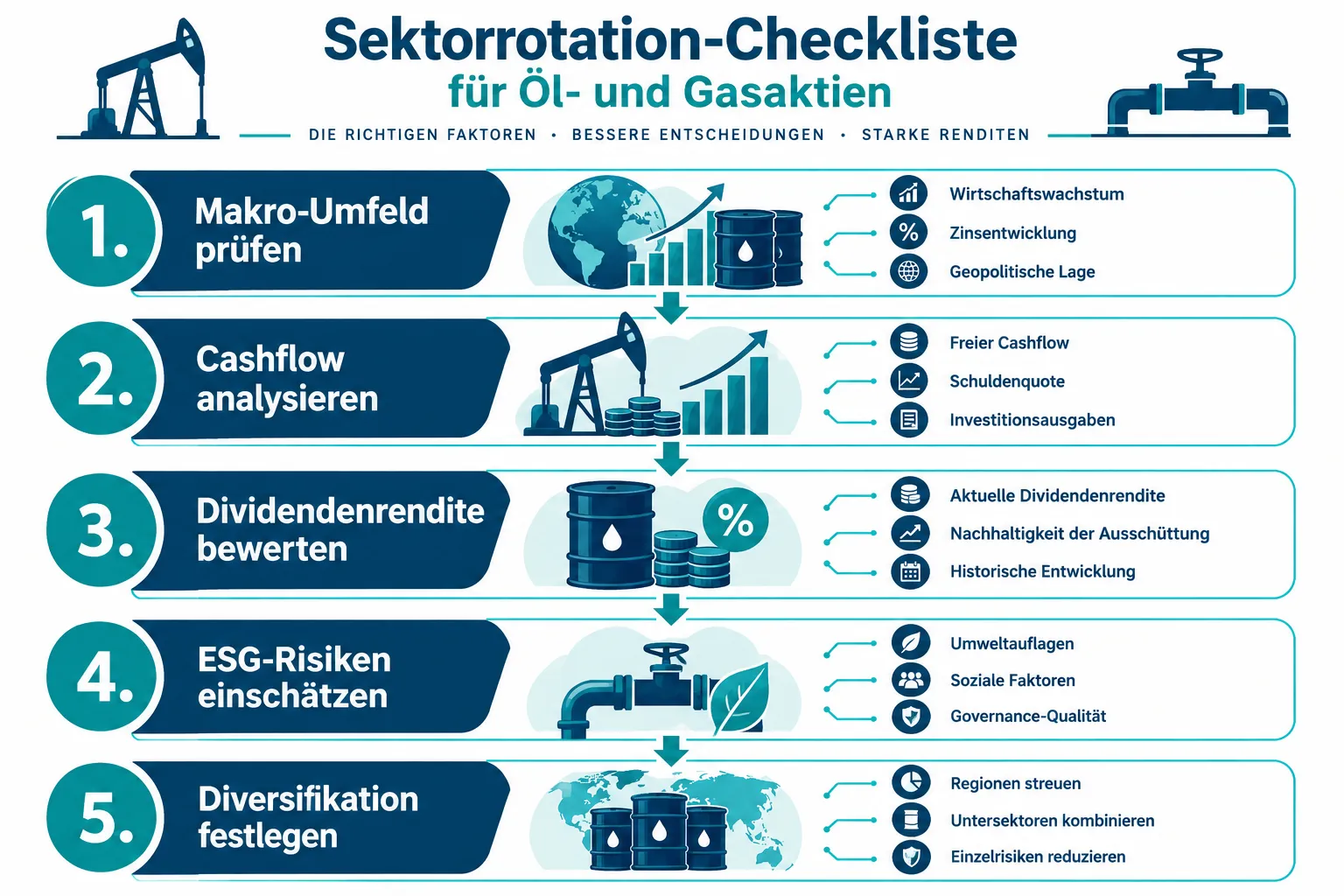 Energie-Aktien und Sektorrotation: Checkliste für den Einstieg in Öl- und Gaswerte 1 Energie-Aktien und Sektorrotation: Die vollständige Einstiegs-Checkliste