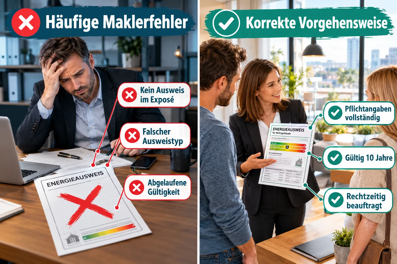 Energieausweis beim Immobilienverkauf: Pflichtangaben, Fristen und häufige Maklerfehler 2 Energieausweis Fehler, Maklerhaftung und Konsequenzen
