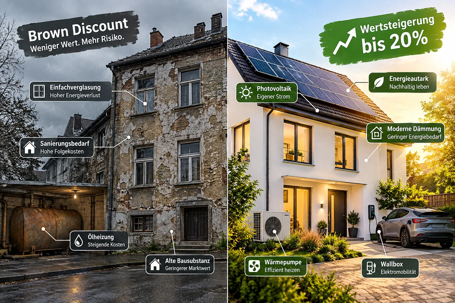 Energieautarke Immobilien: Warum Nachhaltigkeit den Verkaufswert und die Vermietbarkeit deutlich steigert 2 Energieautarke Immobilien vs. normale Häuser: ein direkter Vergleich