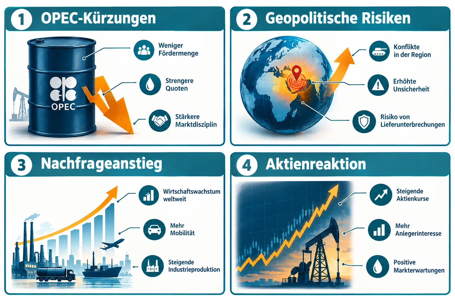 Ölpreis-Rallys nutzen: Die besten Energie-Aktien 2024 1 Geopolitische Faktoren und ihr Einfluss auf Ölpreise und Energieaktien