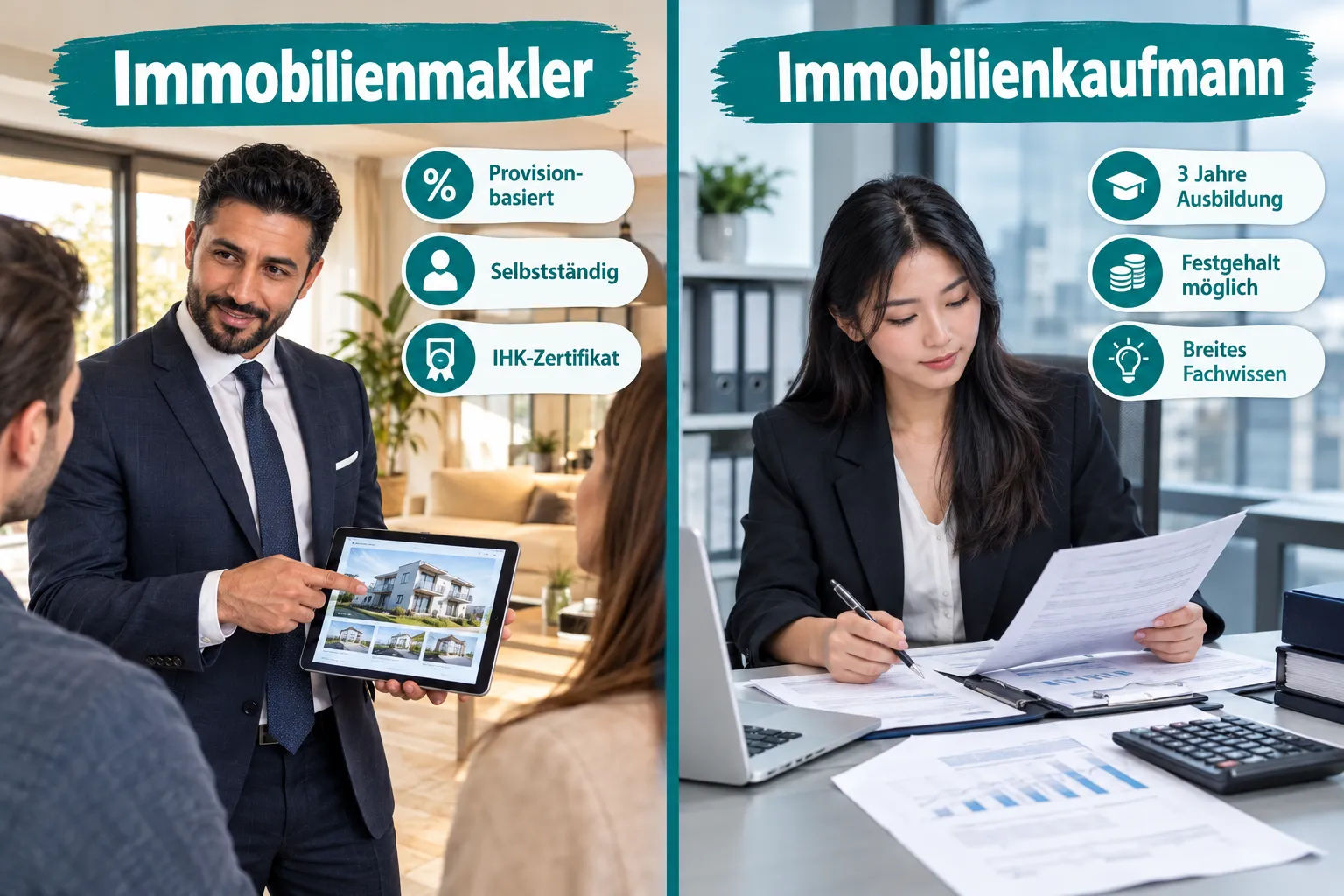 Immobilienmakler oder Immobilienkaufmann: Welcher Beruf ist besser?