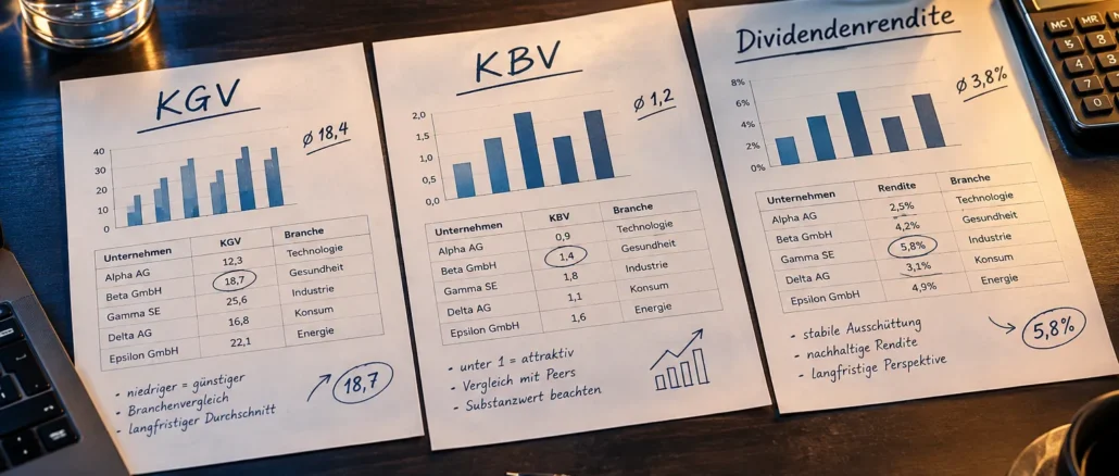 KGV, KBV und Dividendenrendite erklärt: Welche Aktienkennzahl beantwortet welche Frage?