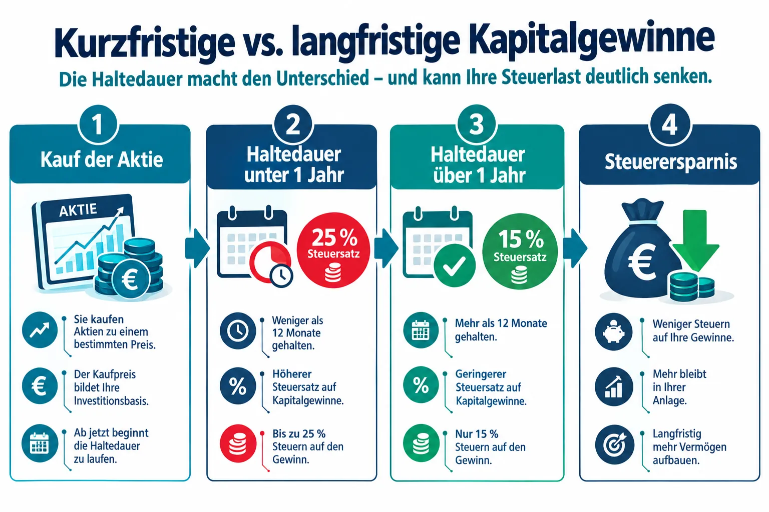 Steuereffizientes Aktieninvestment: Kapitalgewinne, Verlustverrechnung und Haltefristen 1 Kurzfristige vs. langfristige Kapitalgewinne: Was ist der Unterschied?