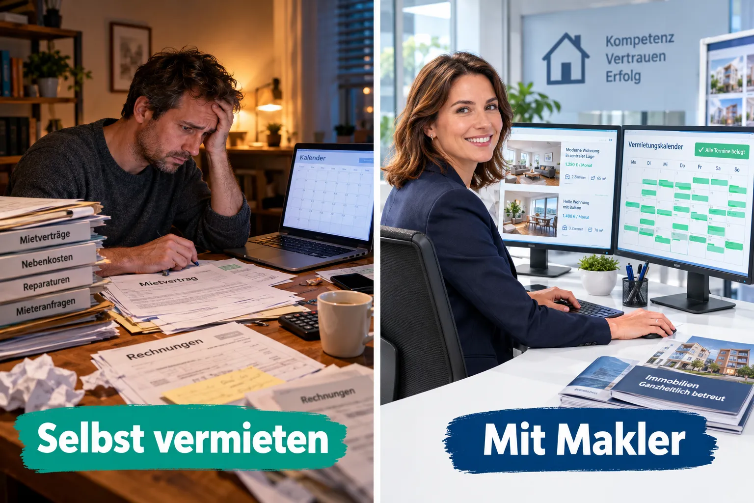 Makler für möblierte Vermietung: Wann sich spezialisierte Dienste bei Kurzzeitmietern lohnen 2 Makler für möblierte Vermietung vs. selbst vermieten: Kostenvergleich