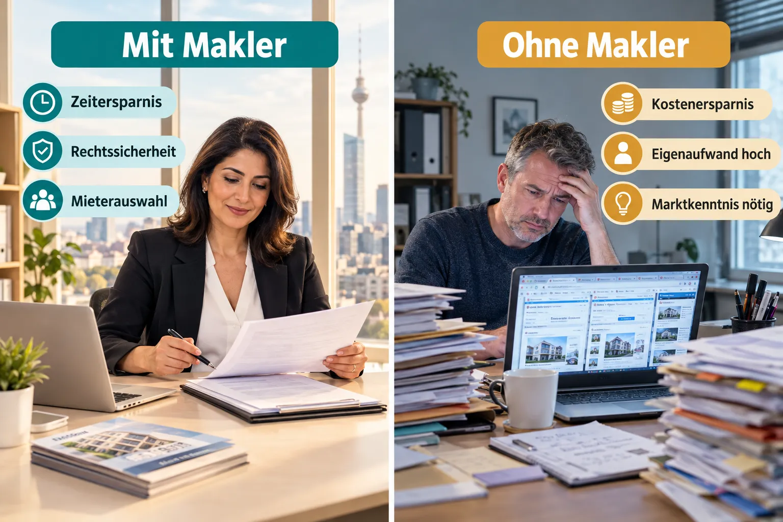 Wohnung vermieten mit Makler: Kosten, Ablauf und wann sich der Service lohnt 2 Makler oder privat vermieten: Was ist besser?