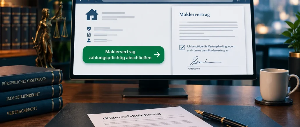 Maklervertrag online abschließen: Welche Buttons, Bestätigungen und Widerrufshinweise rechtssicher sind