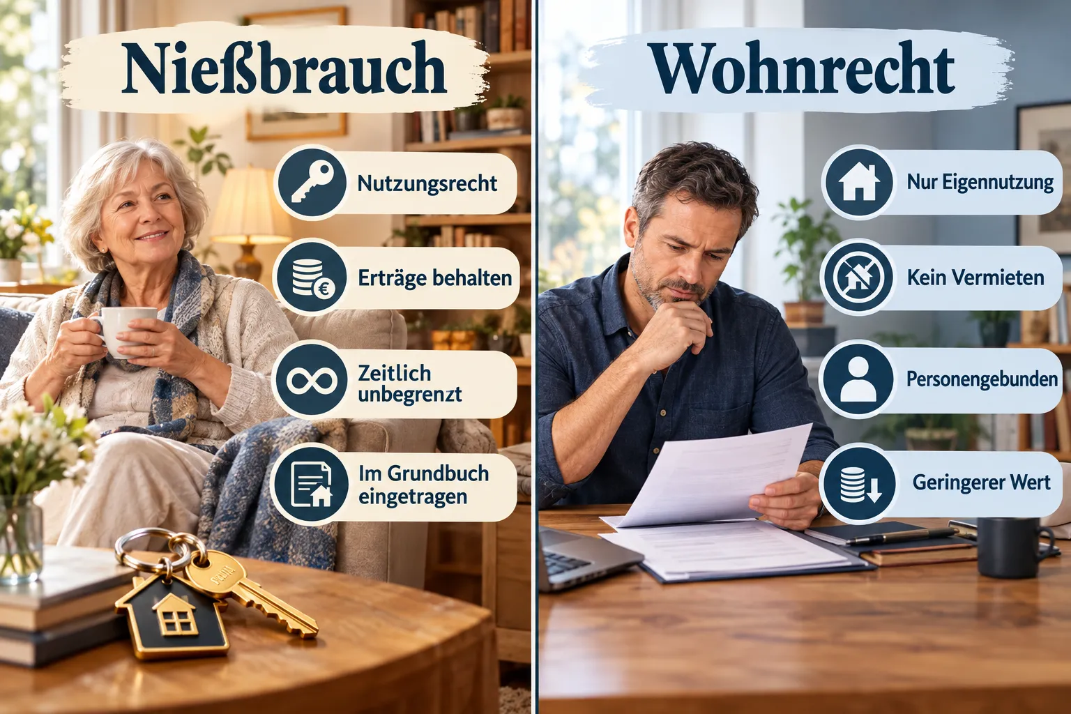 Nießbrauch vs. Wohnrecht: Was ist der Unterschied?