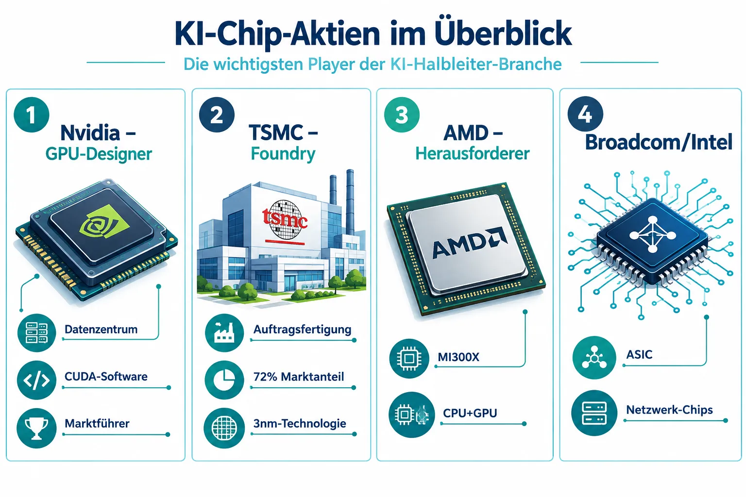 Die besten KI-Chip-Aktien 2024: Nvidia, TSMC und Co. im Vergleich 1 Nvidia vs. TSMC Aktien 2026: Welche ist besser?
