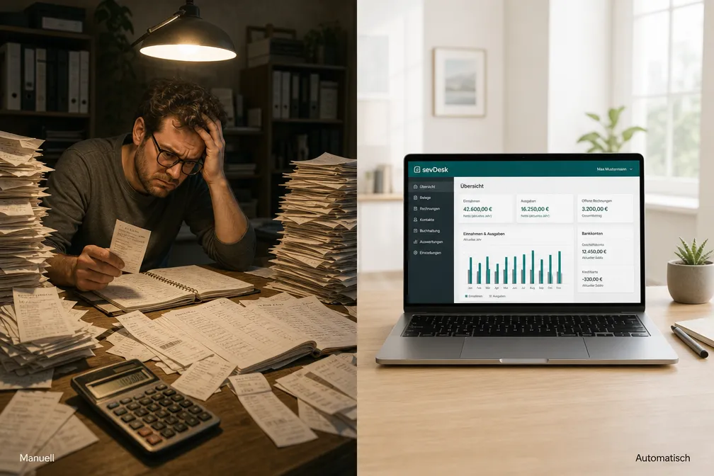 sevDesk: Wie du deine Buchhaltung als Selbstständiger endlich automatisierst 2 sevDesk oder manuelle Buchhaltung: Was ist besser?