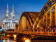 Hohenzollern Bridge and Cologne Cathedral at dusk