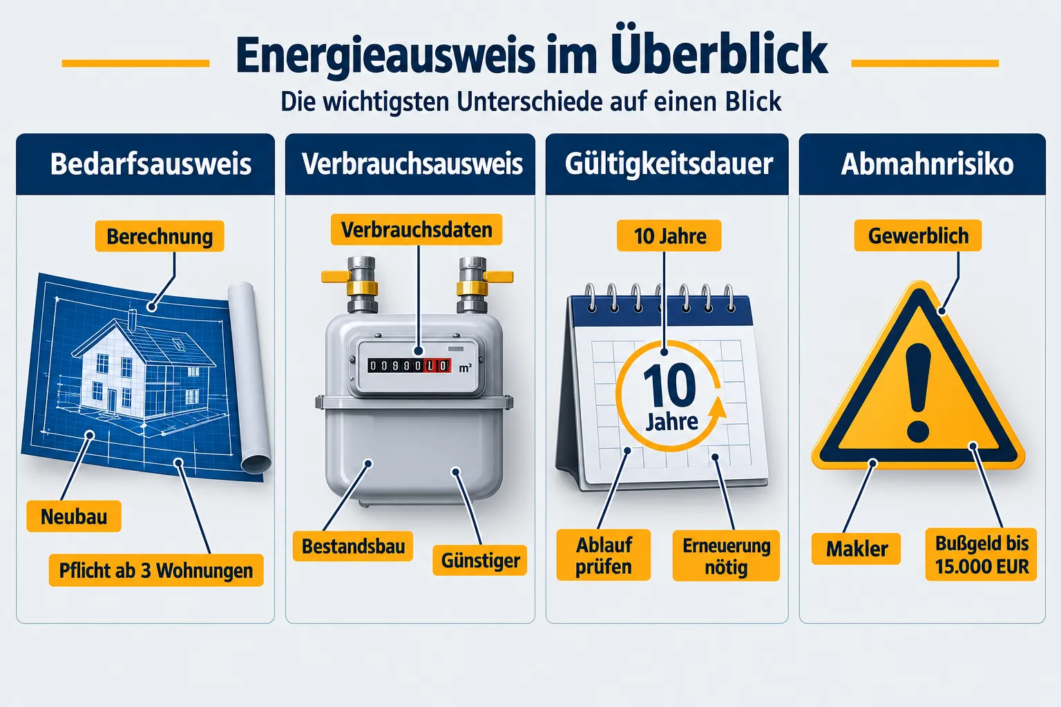 Energieausweis-Pflicht ab 2027: Wie Sie Immobilieninserate rechtssicher gestalten und Abmahnungen vermeiden 2 Unterschied Bedarfsausweis und Verbrauchsausweis