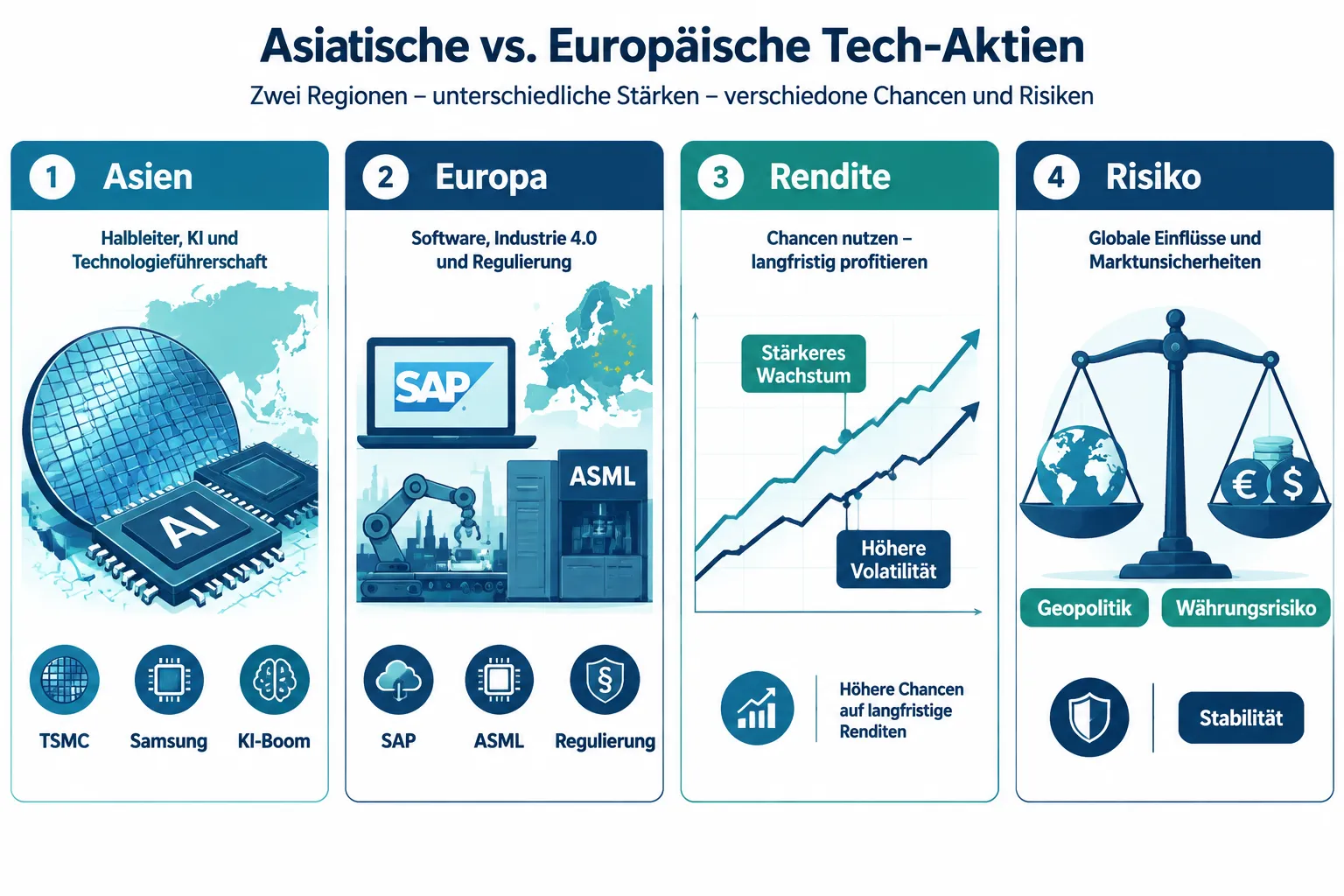 Asiatische Tech-Aktien vs. europäische Technologie-Werte: Wo liegt die bessere Rendite? 1 Unterschied zwischen asiatischen und europäischen Tech-Unternehmen
