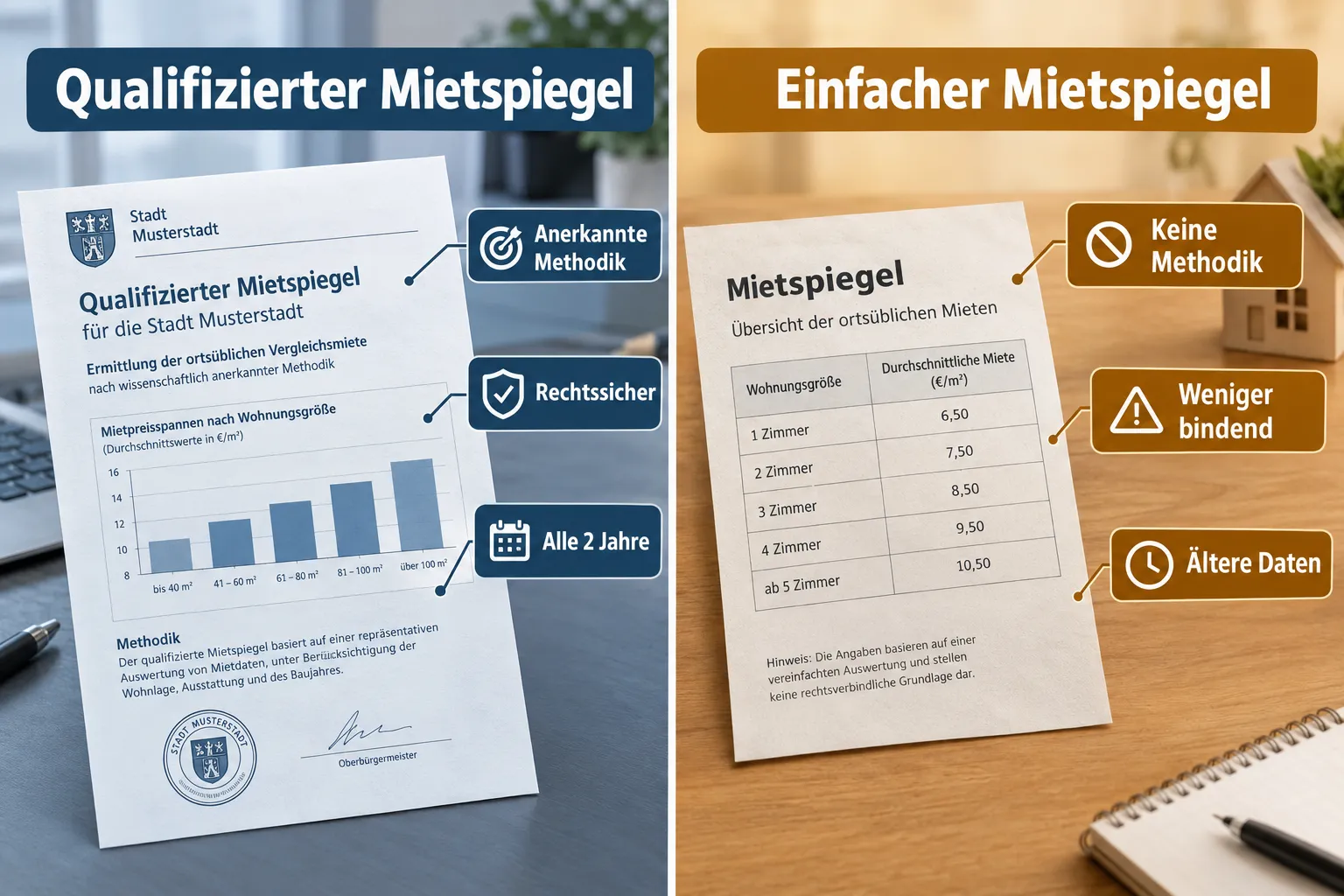 Mietspiegel richtig lesen: Wie Immobilienmakler Mietpreise fundiert bewerten und gegenüber Kunden begründen 1 Unterschied zwischen qualifiziertem und einfachem Mietspiegel