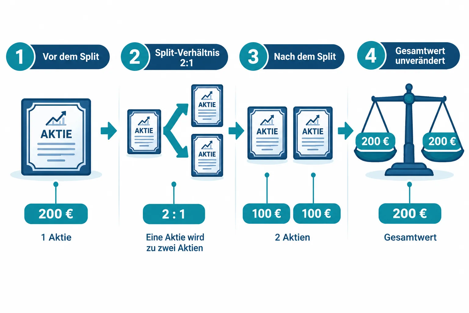 Wie Aktiensplits funktionieren: Was sich ändert und wie Anleger reagieren sollten 1 Verändert ein Aktiensplit den Gesamtwert meiner Anlage?