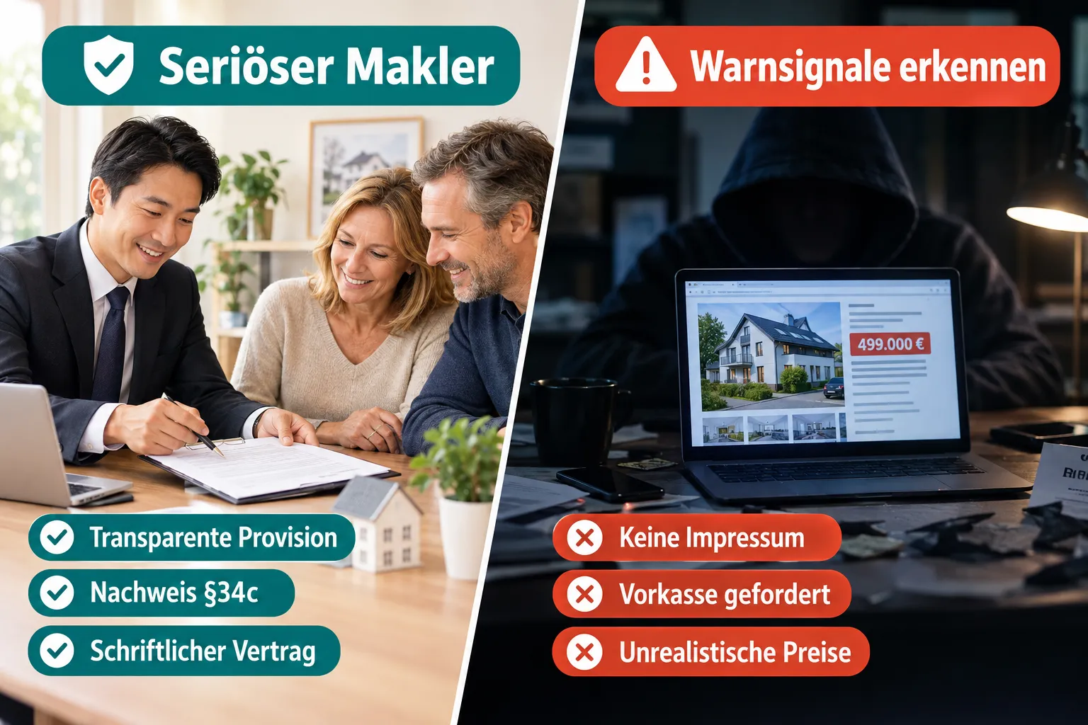 Immobilienmakler finden: Checkliste für die Auswahl eines guten Maklers und Warnsignale unseriöser Anbieter 2 Warnsignale unseriöser Anbieter: Rote Flaggen erkennen