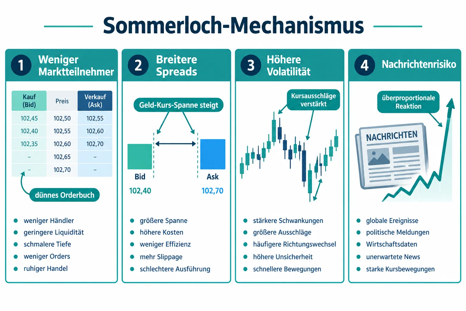 Aktien im Sommerloch: Warum Handelsvolumen, Liquidität und Nachrichtenrisiken Kurse beeinflussen 1 Warum sinkt das Handelsvolumen im Sommer bei Aktien?