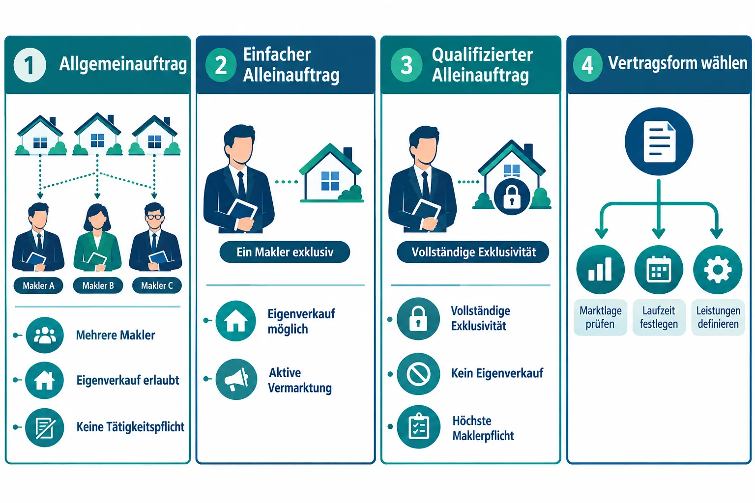 Maklervertrag für Alleinauftrag vs. Allgemeinauftrag: Was Verkäufer bei der Wahl des Vertragsmodells beachten müssen 1 Was ist der Unterschied zwischen Alleinauftrag und Allgemeinauftrag beim Makler?
