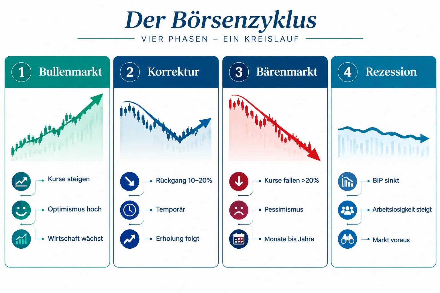 Börsenzyklen erklärt: Bullenmärkte, Bärenmärkte, Korrekturen und Rezessionen 1 Was ist der Unterschied zwischen einer Korrektur und einem Bärenmarkt?
