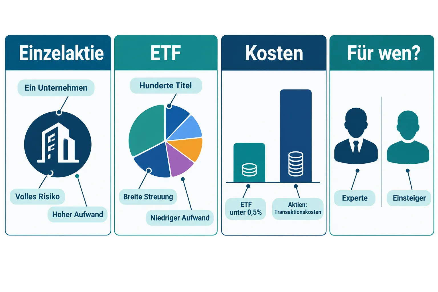 Aktien kaufen oder ETF: Wann sich Einzelaktien lohnen 1 Was ist der Unterschied zwischen Einzelaktien und ETFs?