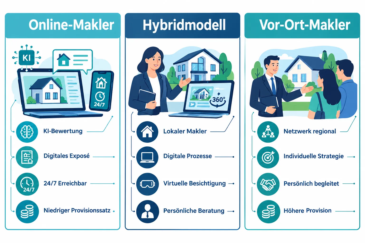 Digitale Immobilienmakler im Vergleich: Online-Service, Hybridmodell oder Vor-Ort-Betreuung? 1 Was ist ein digitaler Immobilienmakler und wie funktioniert das?