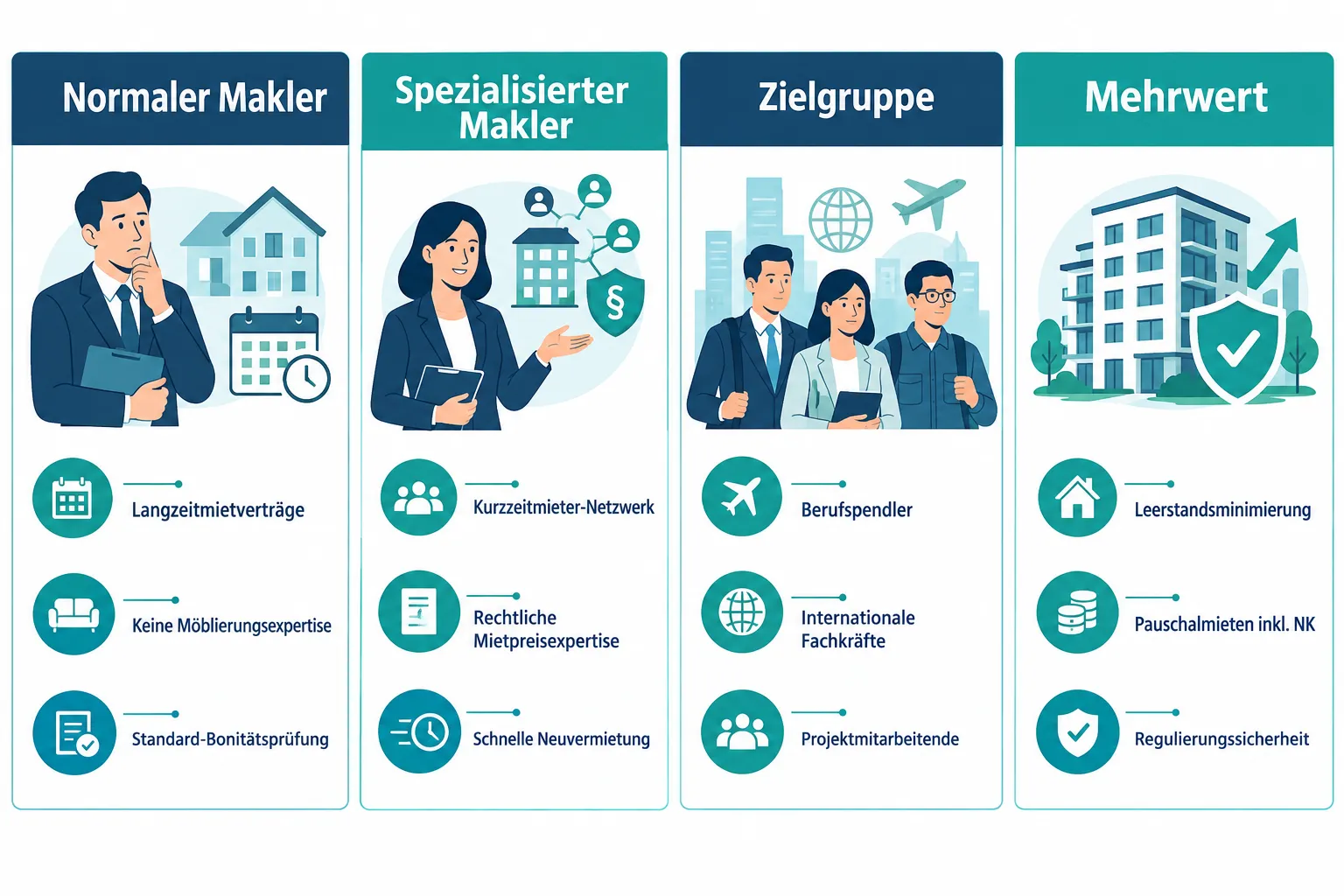 Makler für möblierte Vermietung: Wann sich spezialisierte Dienste bei Kurzzeitmietern lohnen 1 Was ist ein Makler für möblierte Vermietung und wie unterscheidet er sich von normalen Maklern