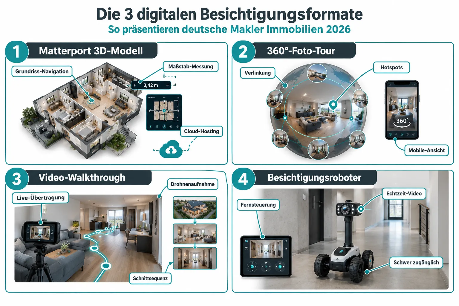 Digitale Immobilienbesichtigung und KI-gestützte Bewertung: Was sich seit 2026 für Makler konkret geändert hat 1 Was ist eine digitale Immobilienbesichtigung und wie funktioniert sie für Makler?