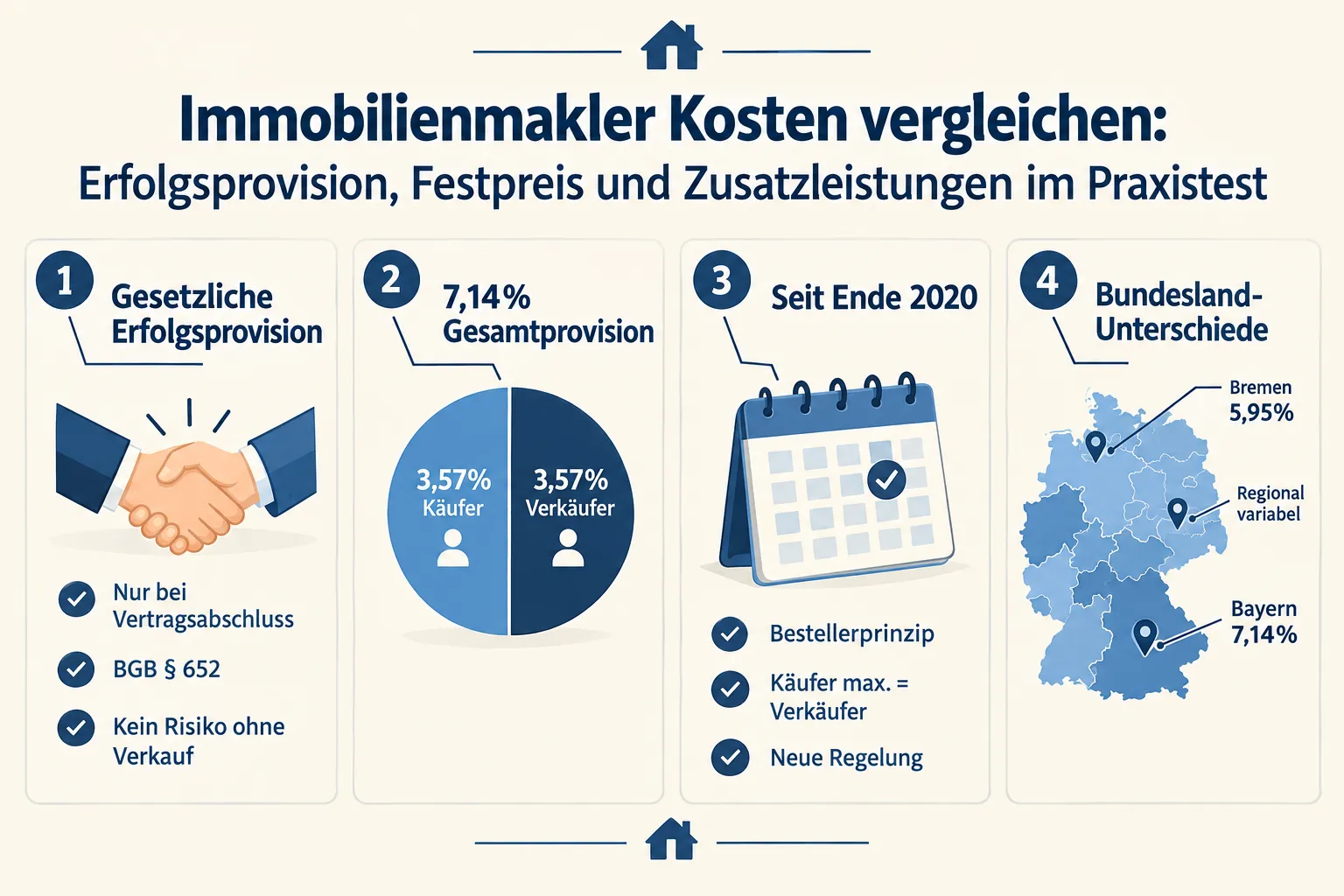 Immobilienmakler Kosten vergleichen: Erfolgsprovision, Festpreis und Zusatzleistungen im Praxistest 2 Was kostet ein Immobilienmakler in Deutschland durchschnittlich?