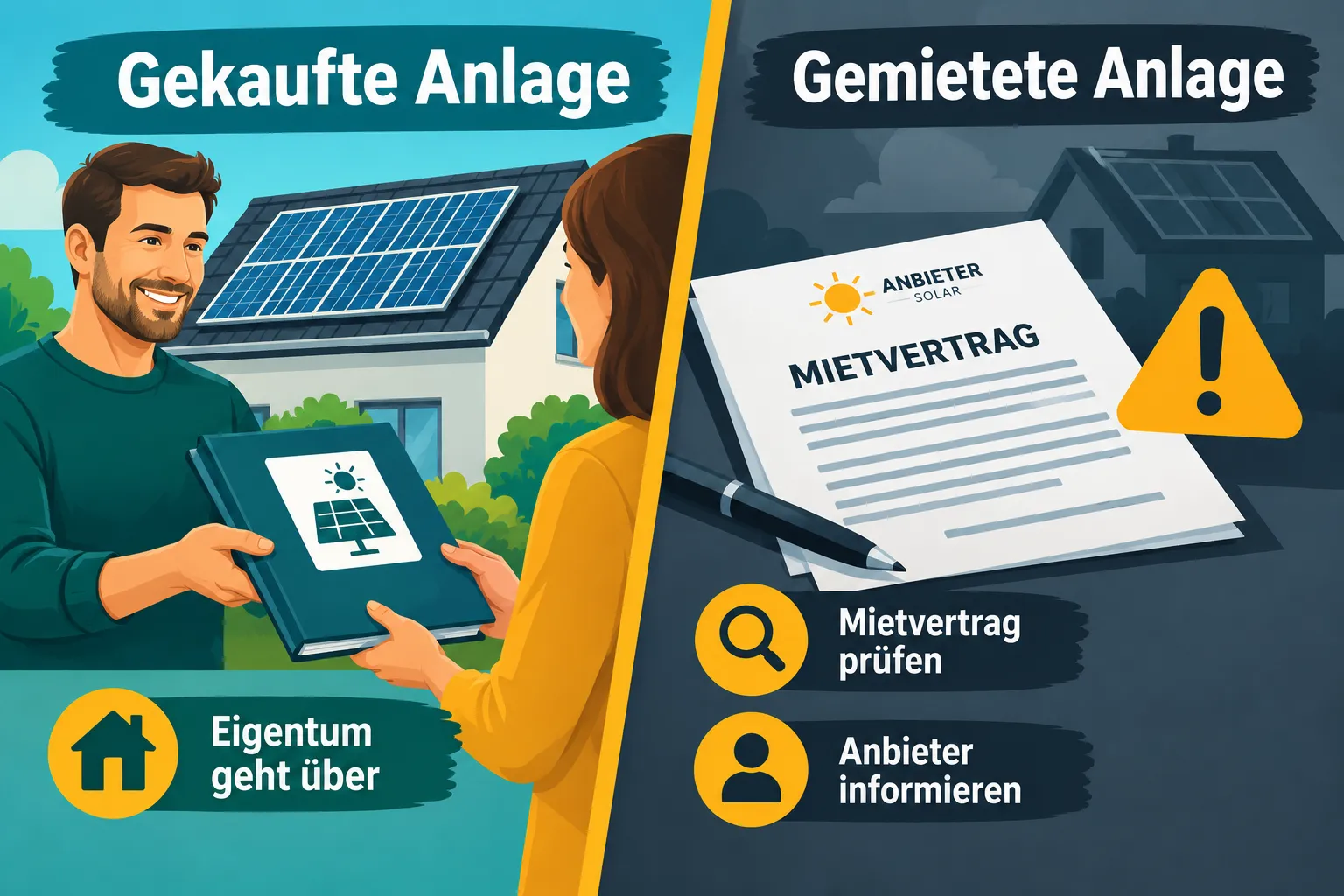 Immobilie verkaufen mit Photovoltaikanlage: Eigentum, Einspeisevertrag und Preis korrekt darstellen 2 Was passiert mit einer gemieteten Solaranlage beim Hausverkauf?